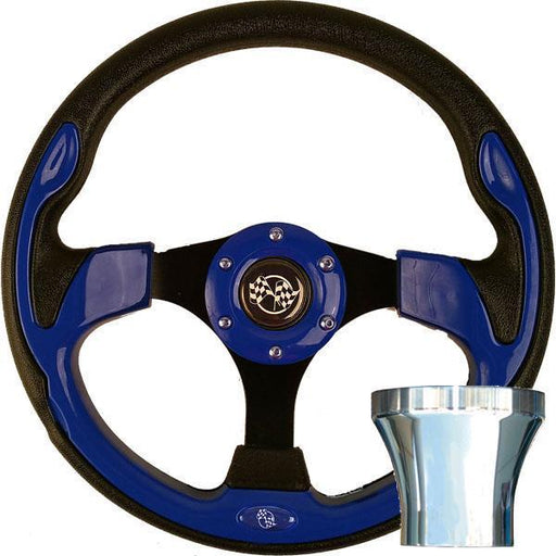 STEERING WHEEL KIT, BLUE/RALLY 12.5 W/CHROME ADAPTER, E-Z-GO