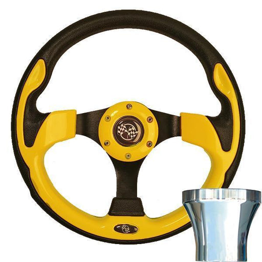 STEERING WHEEL KIT, YELLOW/RALLY 12.5 W/CHROME ADAPTER, CC P