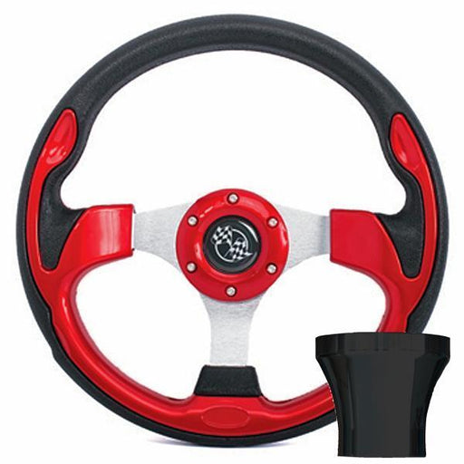 STEERING WHEEL KIT, RED/RALLY 12.5 W/BLACK ADAPTER, CLUB CAR