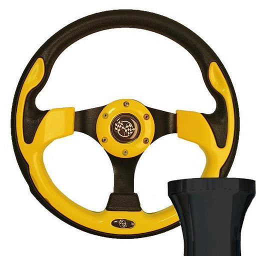 STEERING WHEEL KIT, YELLOW/RALLY 12.5 W/BLACK ADAPTER, CC PR