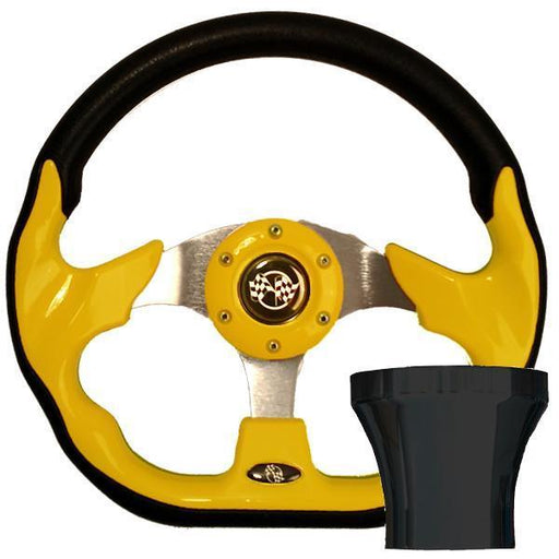 STEERING WHEEL KIT, YELLOW/RACE 12.5 W/BLACK ADAPTER, E-Z-GO