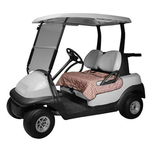 Golf car seat blanket, Heritage tan/red plaid