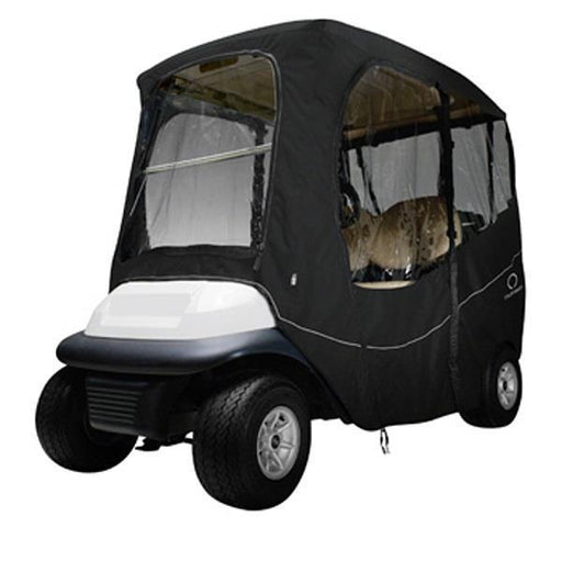Deluxe golf car enclosure, short roof, two-person car, black