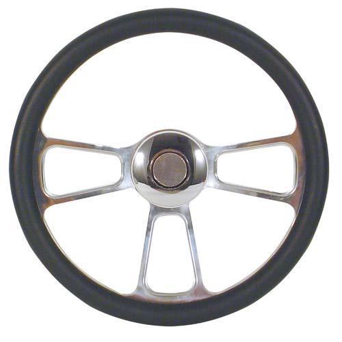 STEERING WHEEL, BILLET TRIKE BLACK