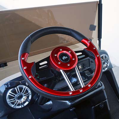 Steering Wheel, Aviator 4 Red Grip/Black Spokes 13" Diameter