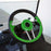 Steering Wheel, Aviator 4 Lime Green Grip/Black Spokes 13" Diameter