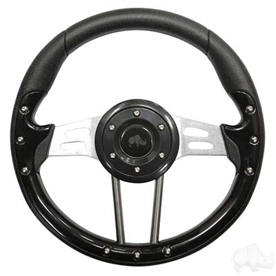Steering Wheel, Aviator 4 Black Grip/Brushed Aluminum Spokes 13" Diameter