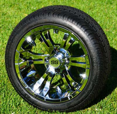 14" CHROME VAMPIRE WHEELS and 205/30-14 DOT LOW PROFILE TIRES (SET OF 4)