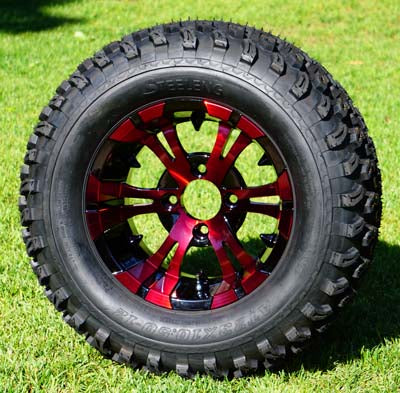 12" RED VAMPIRE WHEELS/RIMS and 23"x 10.5"-12" DOT ALL TERRAIN TIRES (Set of 4)