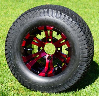10" RED VAMPIRE WHEELS/RIMS and 20"x8"-10" DOT TURF TIRES (Set of 4)