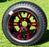 12" RED VAMPIRE WHEELS/RIMS and 215/50-12 LOW PROFILE TIRES (Set of 4)