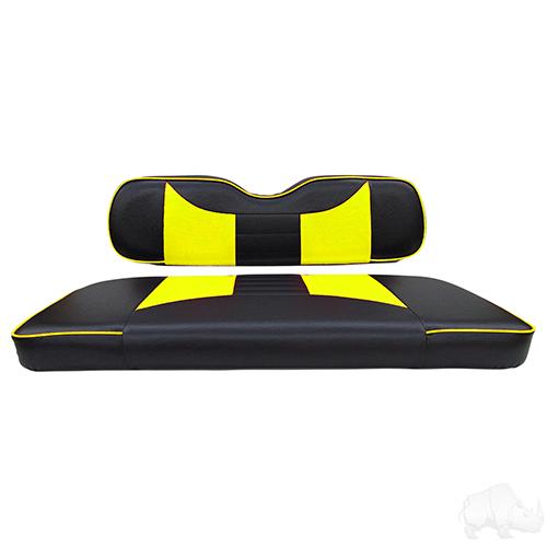 SEAT-011BY-R, Cushion Set, Front Seat Rally Black/Yellow, E-Z-Go RXV, TXT 96-13