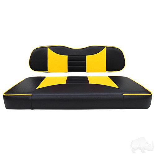 SEAT-021BY-R, Cushion Set, Front Seat Rally Black/Yellow, Club Car DS