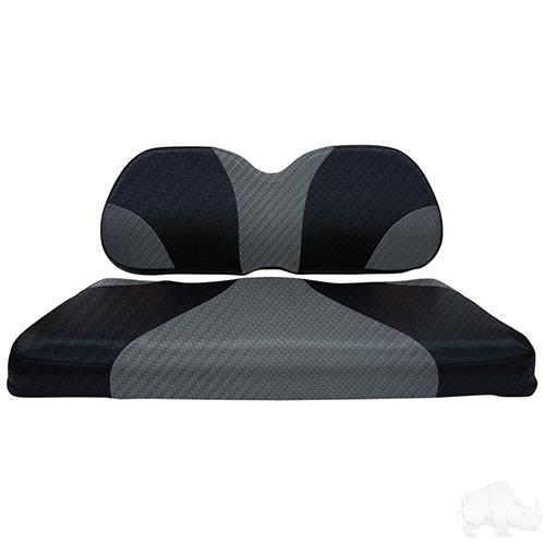 SEAT-031BGCF-S, Cushion Set, Front Seat Sport Black Carbon Fiber/Gray Carbon Fiber, Club Car Precedent