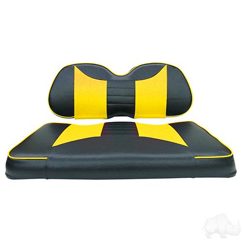 SEAT-031BY-R, Cushion Set, Front Seat Rally Black/Yellow, Club Car Precedent