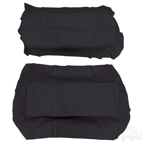 SEAT-713-BLK, Flip Cover Set, Black, E-Z-Go TXT, Super Saver Seats w/ Wood Back