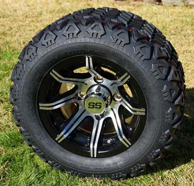 10" SPIDER WHEELS/RIMS and 18"x9"-10" DOT ALL TERRAIN TIRES (Set of 4)