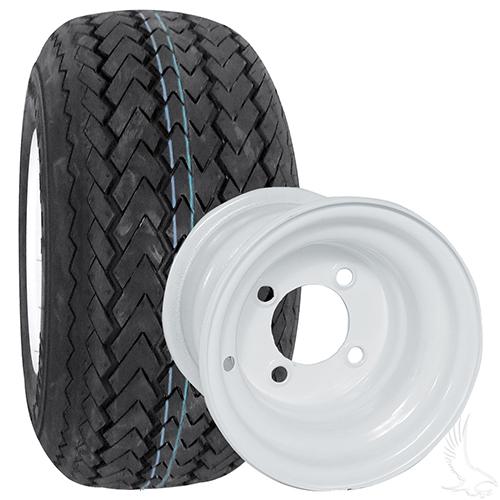 TIR-301A, 415/234 - Steel, White 8x7 Standard with Kenda Hole In One 18x8.5-8, 4 ply