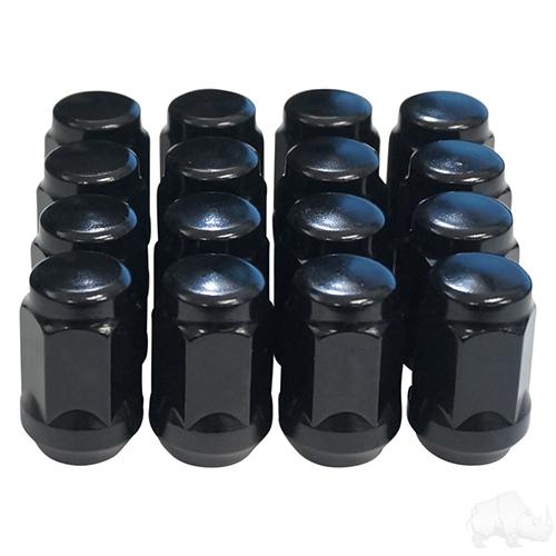 TIR-939S, Lug Nut, BOX OF 16, Gloss Black Closed End Standard 1/2"-20, OD 3/4"