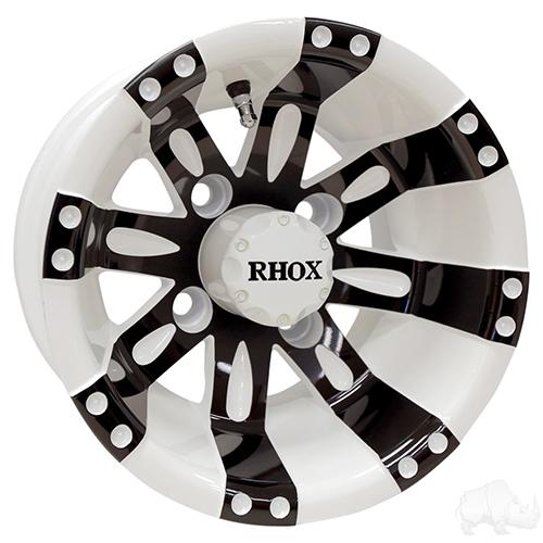 TIR-RX160-WB, RHOX Vegas, White w/ Black w/ Center Cap, 10x7 ET-25