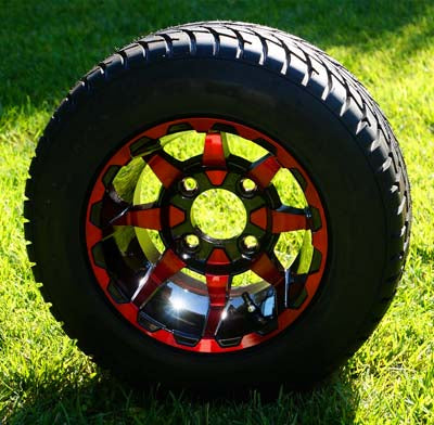 10" RED VORTEX and 205/50-10 DOT LOW PROFILE TIRES (4)