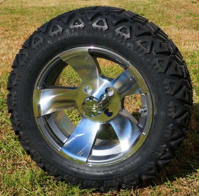14" SILVER ROCK WHEELS and 23" DOT ALL TERRAIN TIRES (SET OF 4)